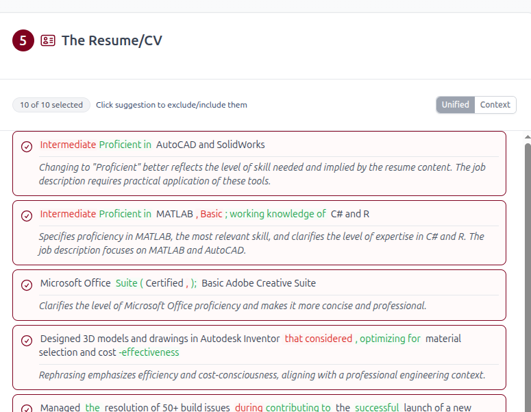 Resume Diff Mockup